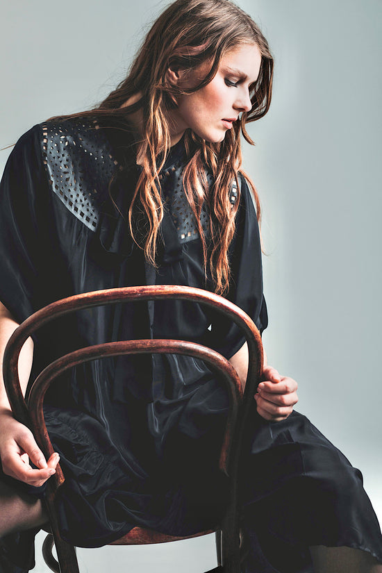 Image Title Directions Dress - Silk and Leather Lace